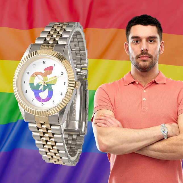 Male Couple Pride Symbols Rainbow Flag Watch (Male Couple Pride Symbols Rainbow Flag Watch)