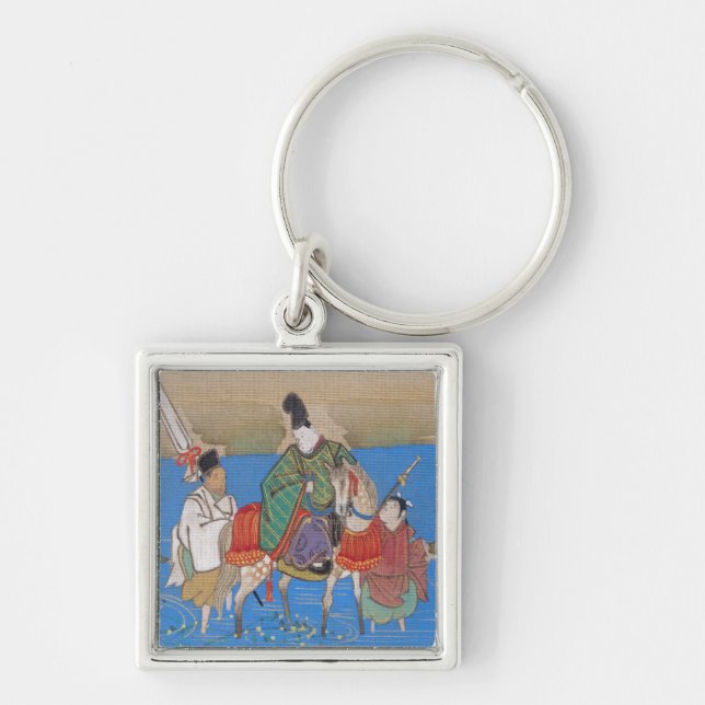 Male Courtier on Horseback Crossing River (1839) Keychain (Front)