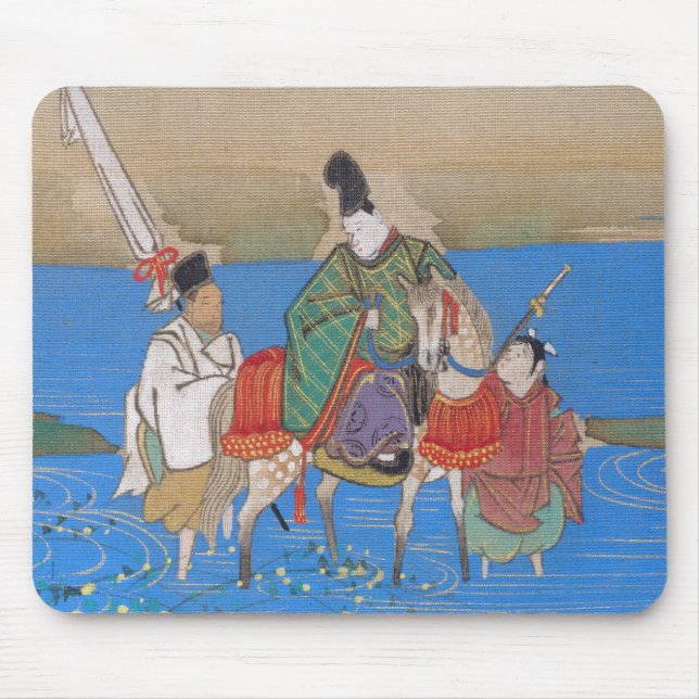 Male Courtier on Horseback Crossing River (1839) Mouse Pad (Front)