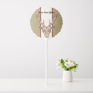 Male Deer Head Antlers Tan White Red Stripes Balloon