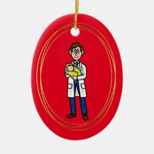 Male Doctor Holding Baby Christmas Ornament