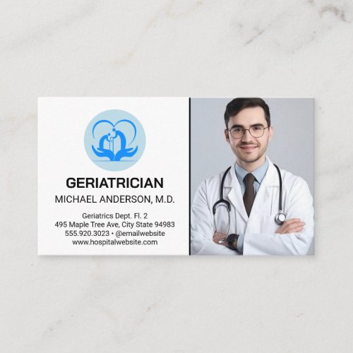 Male Doctor in Lab Coat  Geriatrician Business Card