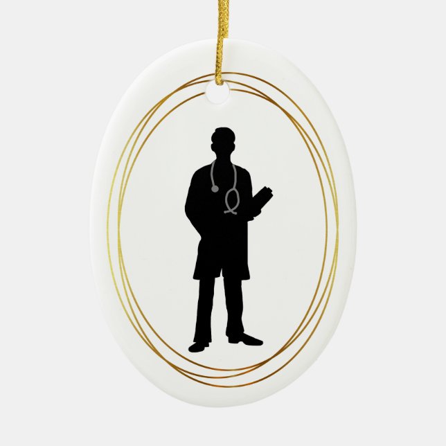 Male Doctor Silhouette Christmas Ornament  (Front)