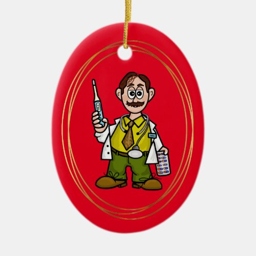 Male Doctor with Thermometer and Pills Ornament   