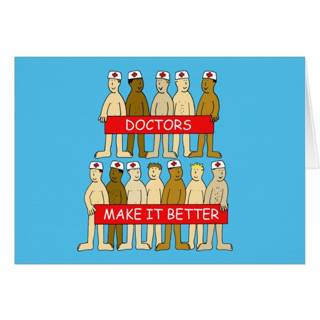 Male Doctors Cartoon Humor Cards (Front Horizontal)