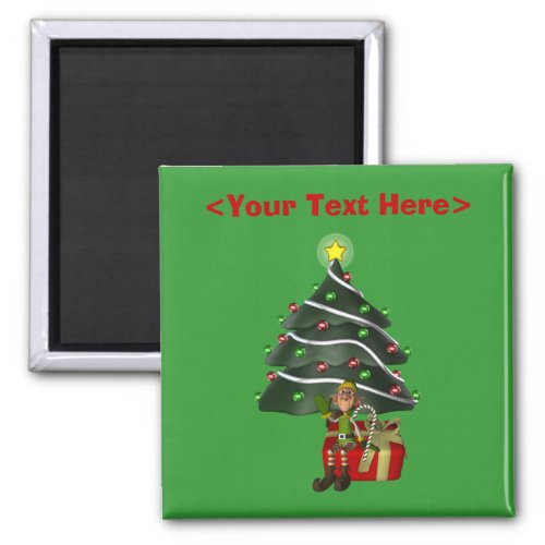 Male Elf Christmas Tree Funny Holiday Magnet