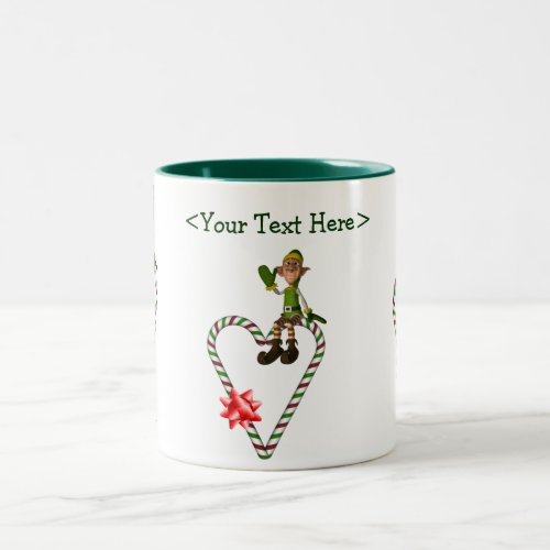 Male Elf  Heart Personalized Christmas Holiday Mug