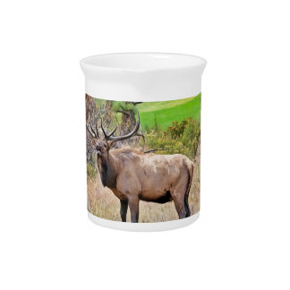 Male Elk in Estes Park, Colorado during September Beverage Pitcher