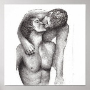 Male embrace canvas print