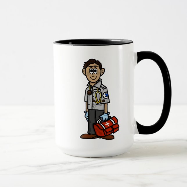 Male EMS Worker Name Mug Olive Skinned or Tanned (Right)