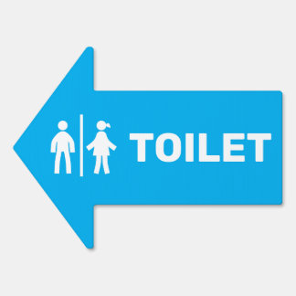 Male female arrow toilet direction restroom sign