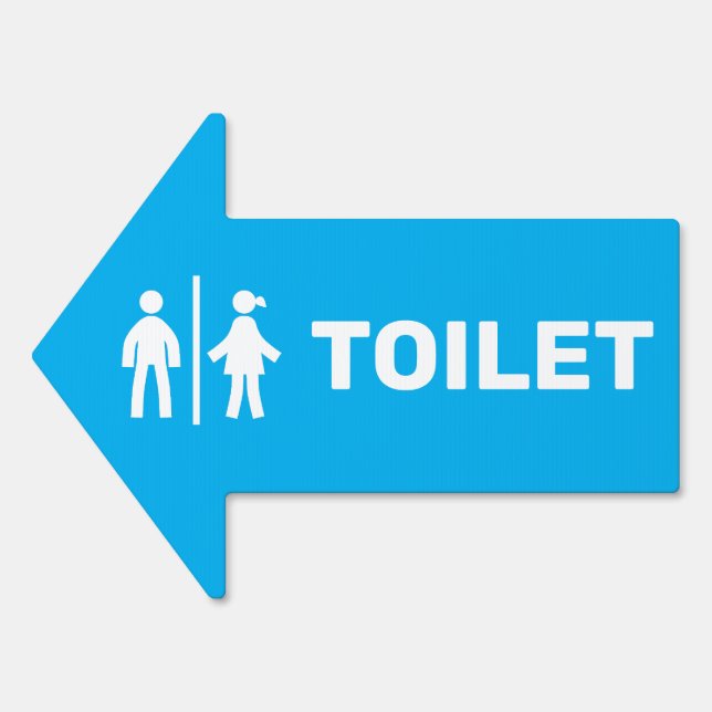 Male female arrow toilet direction restroom sign (Front)