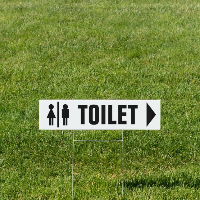 Male female arrow toilet direction restroom sign (Insitu)