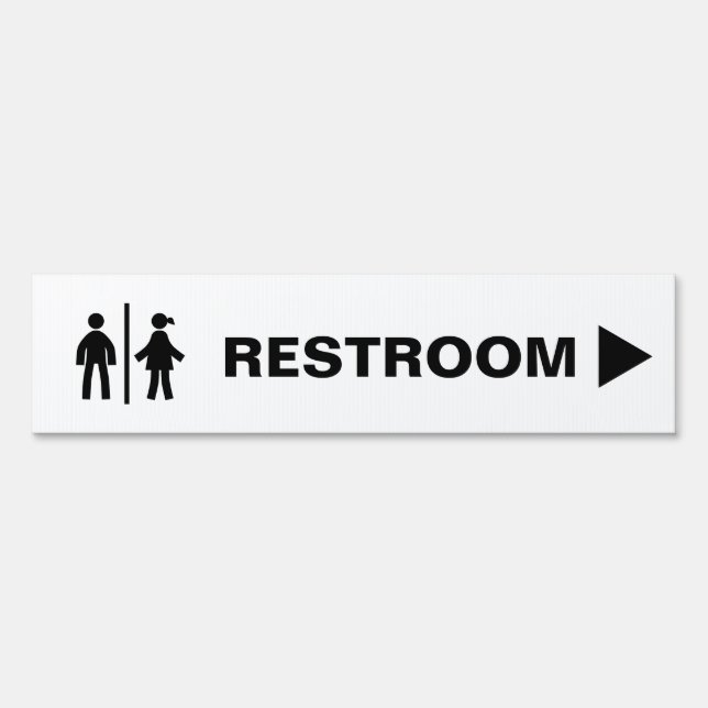 Male female arrow toilet direction restroom sign (Front)
