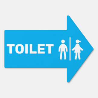 Male female arrow toilet direction restroom sign