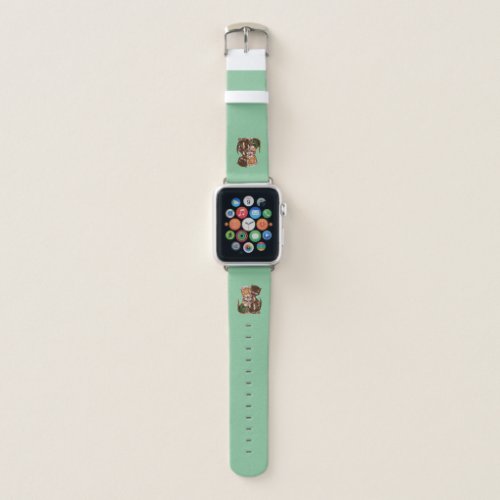 Male Female Funny Cats Sharing Rats Mint Green Apple Watch Band