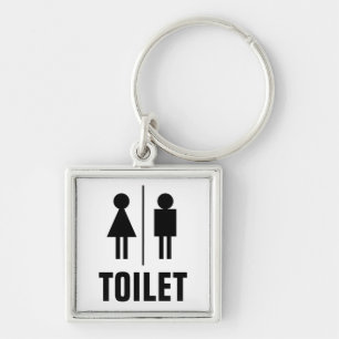 Male female gender WC toilet icon public restroom Keychain