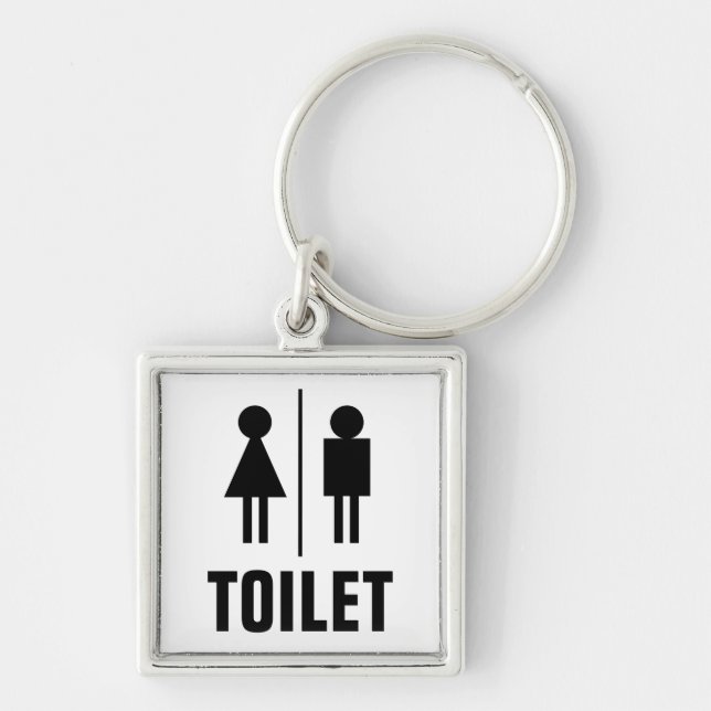 Male female gender WC toilet icon public restroom Keychain (Front)