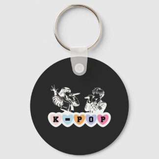 Male Female Idols Singing KPop Hearts Music Design Keychain