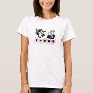 Male Female Idols Singing KPop Hearts Music Design T-Shirt