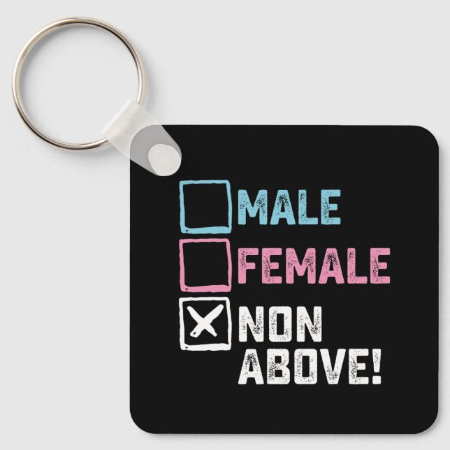 Male Female Non Above! Funny Transgender Gays  Keychain (Front)
