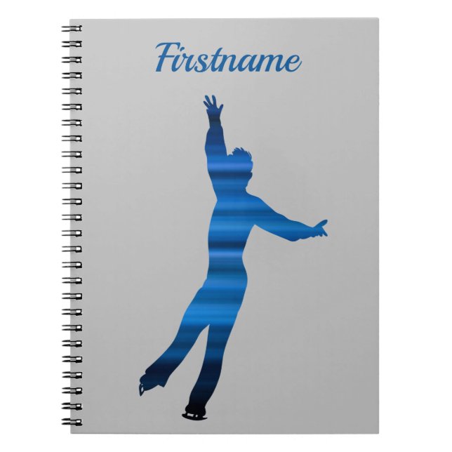 Male figure skater notebook - Blue (Front)