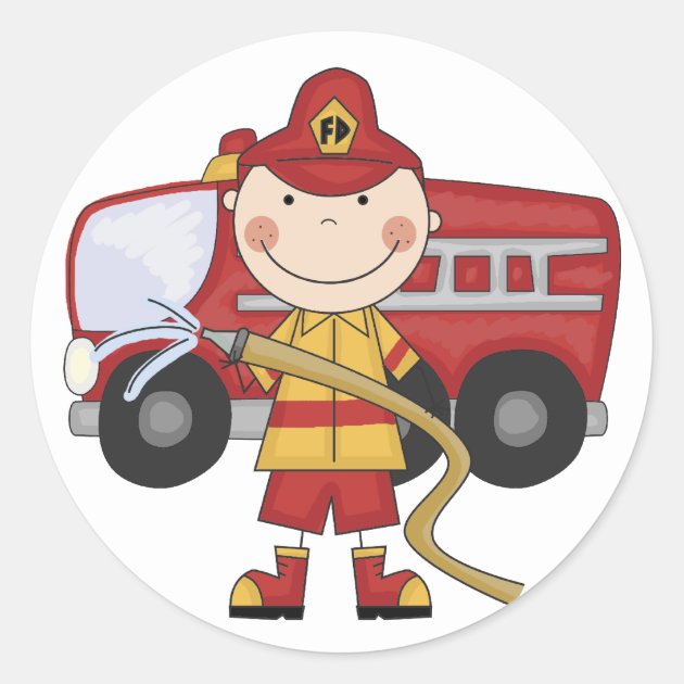 Male Firefighter T-shirts And Gifts Classic Round Sticker | Zazzle