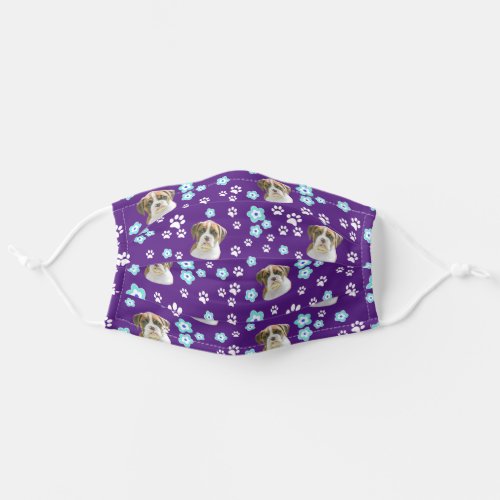 Male Flashy Fawn Boxer Puppy Purple Dust Adult Cloth Face Mask