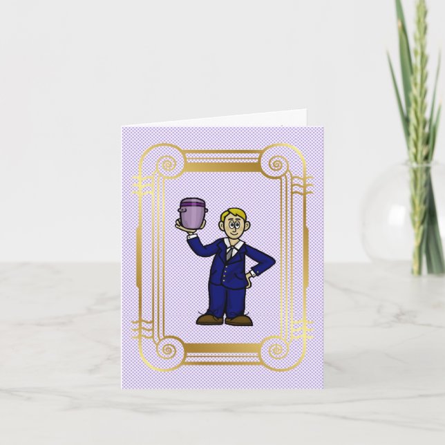 Male Funeral Director With Urn Greeting Card (Front)