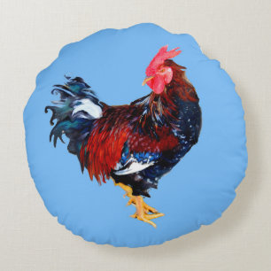 male gallinaceous bird round pillow