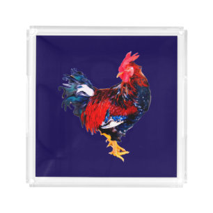 male gallinaceous ,rooster acrylic tray