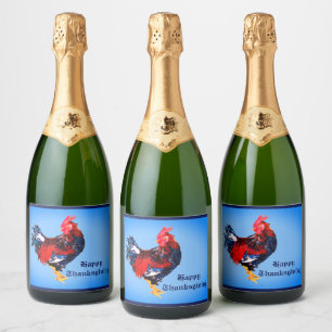 male gallinaceous ,rooster Personalized Sparkling Wine Label