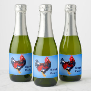 male gallinaceous ,rooster Personalized Sparkling Wine Label