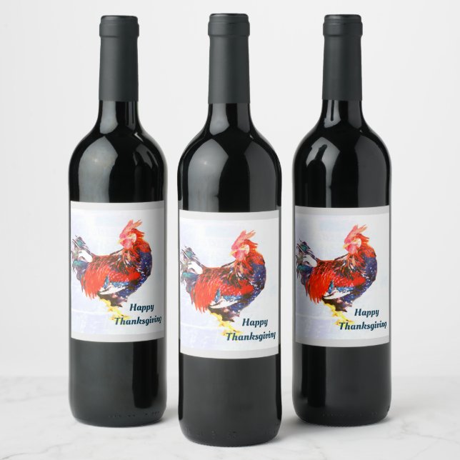 male gallinaceous ,rooster Personalized Wine Label (Bottles)