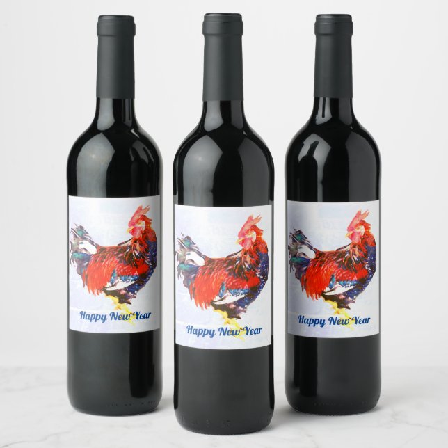 male gallinaceous ,rooster Personalized Wine Label (Bottles)