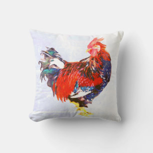 male gallinaceous ,rooster throw pillow