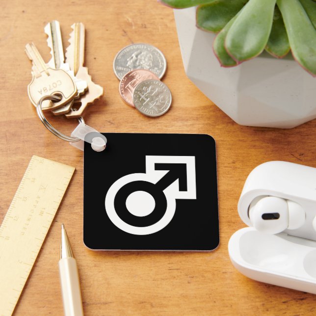 Male gender arrow symbol public men's toilet keychain (Desk)