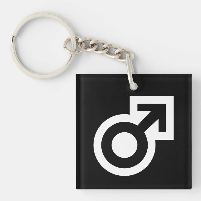 Male gender arrow symbol public WC men's toilet Keychain (Front)
