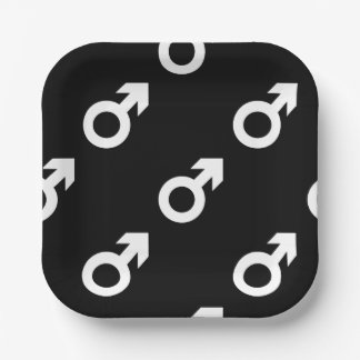 male gender symbol black white paper plates