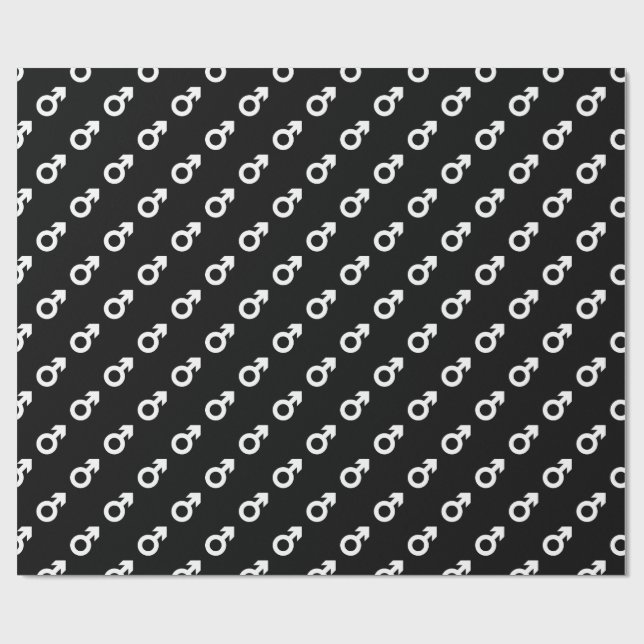 male gender symbol black white wrapping paper (Flat)