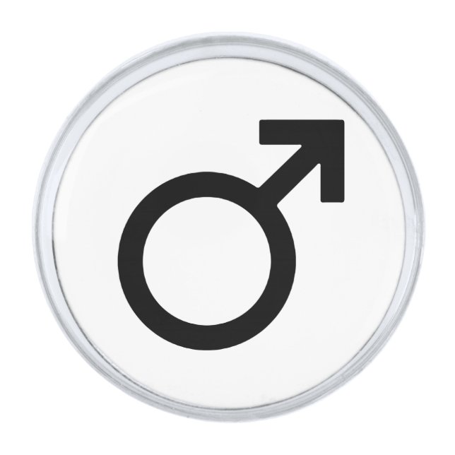Male Gender Symbol Silver Finish Lapel Pin (Front)