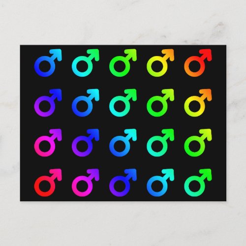 Male Gender Symbols Lots Colorful Rainbow Colors Postcard