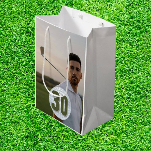  Male Golf-30 Themed  Medium Gift Bag (Tee off in style: The perfect birthday gift for the golf lover!)