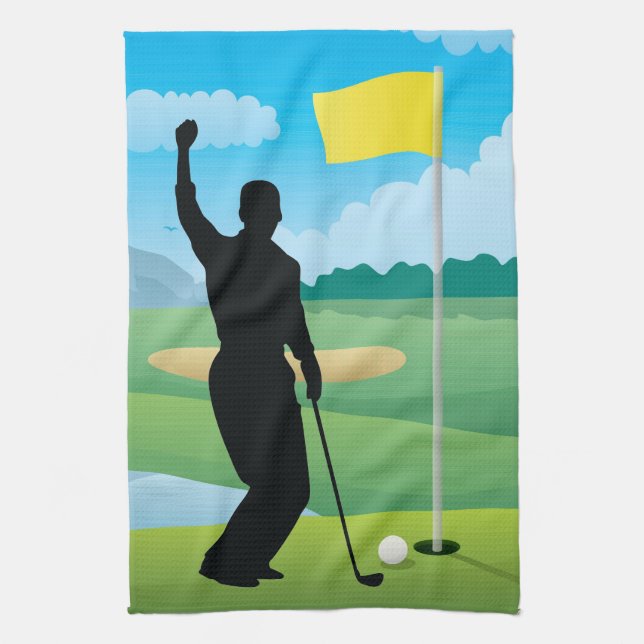 Male Golfer Design Golf Towel (Vertical)