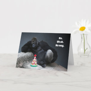 Male Gorilla Won't Wear the Hat Birthday Card
