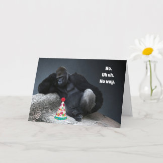 Male Gorilla Won't Wear the Hat Birthday Card