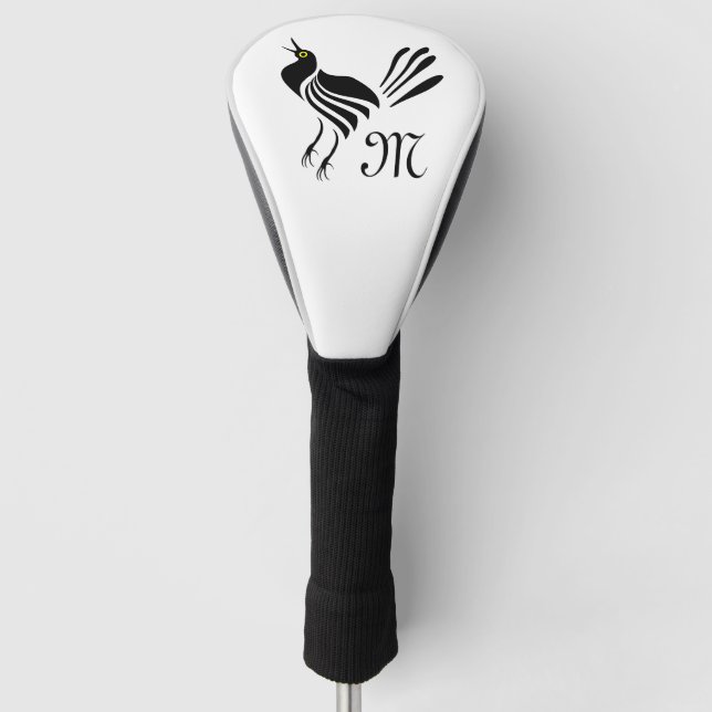 Male Grackle Black Bird Golf Head Cover (Front)