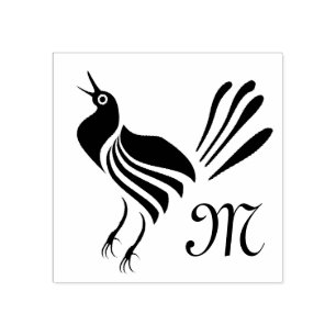 Male Grackle Black Bird Rubber Stamp