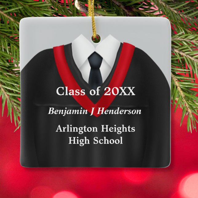 Male Grad Gown Black and Red Ornament (Creator Uploaded)