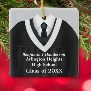 Male Grad Gown Black and White Ornament